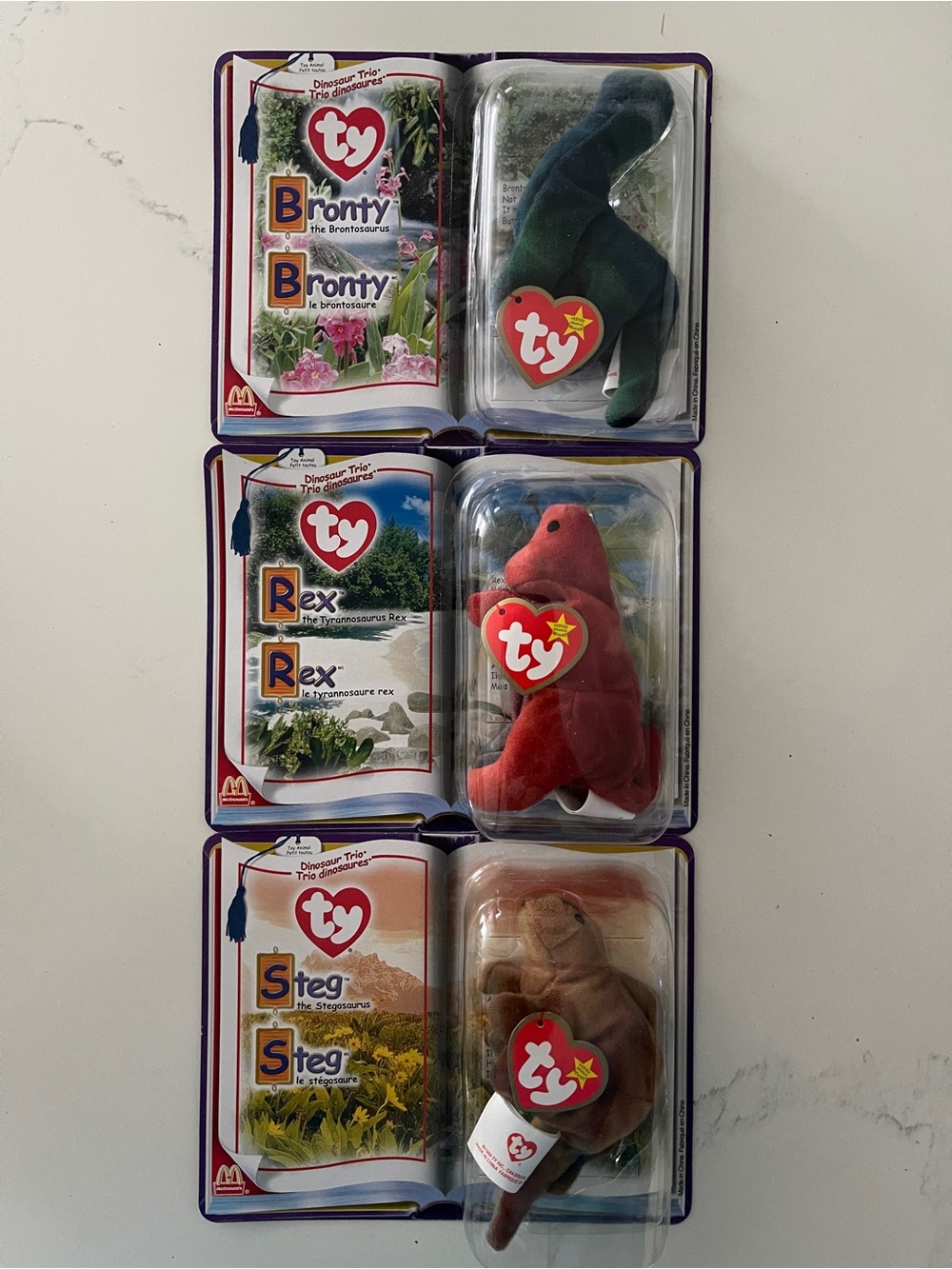 Ty McDonald’s Teenie Beanie Babies 2000 Dinosaur Trio Set Unopened Mint
